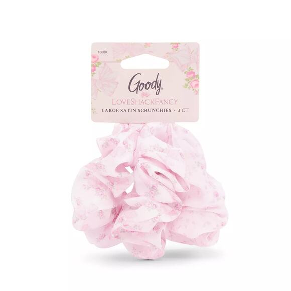 Goody x LoveShackFancy Large Satin Scrunchies - Rosa Beaux & English Ivy 3 ct - Picture 1 of 5